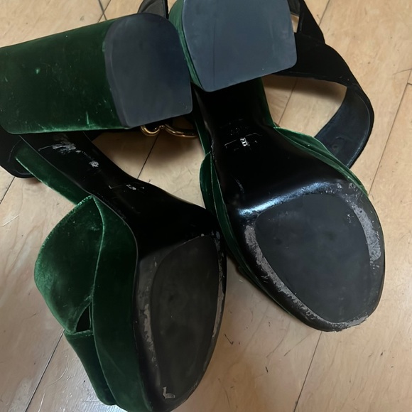 PRADA
Velvet Platform Sandals In Green/Black 391/2 - Picture 16 of 16